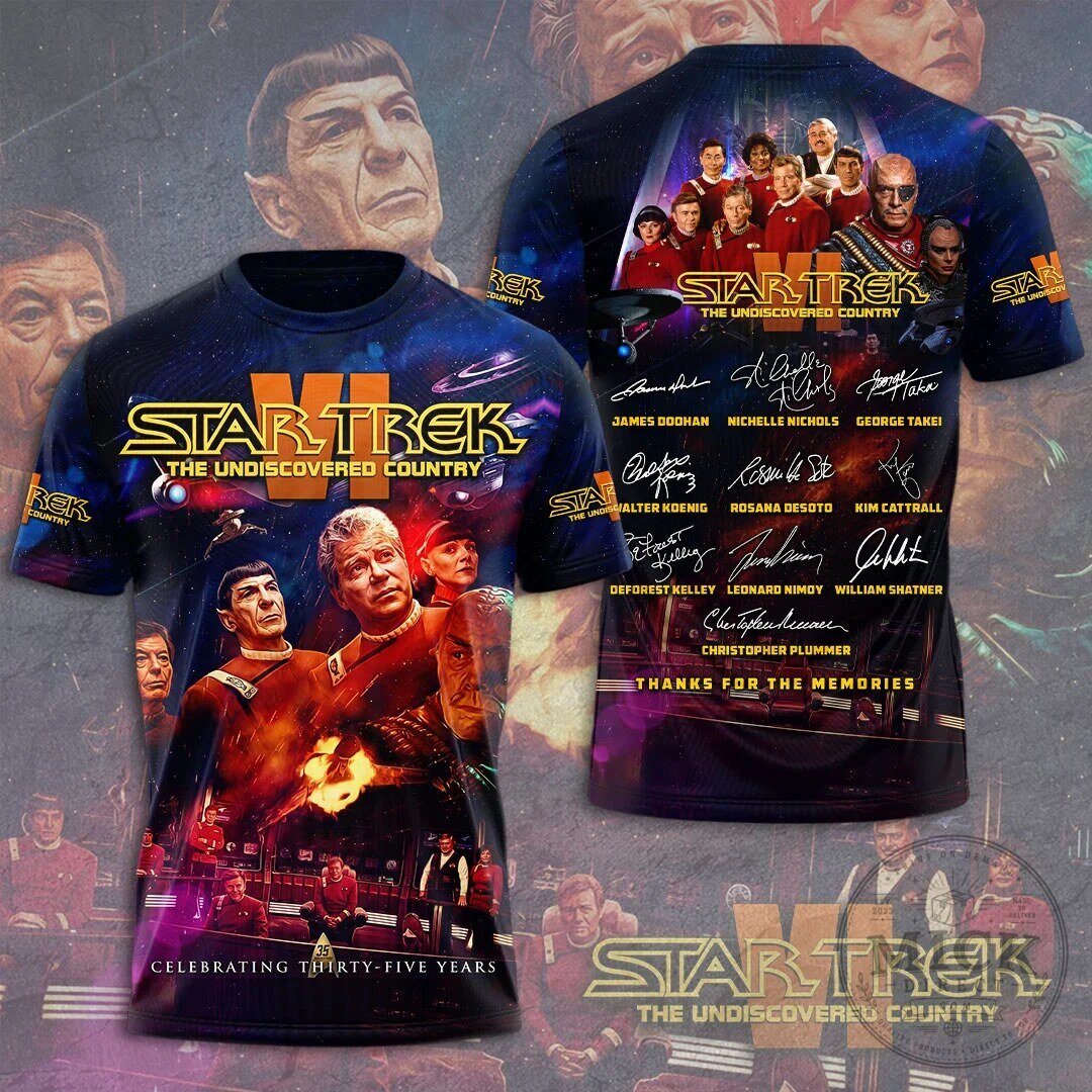 Star Trek VI The Undiscovered Country 35th Anniversary Movie Poster T-Shirt 1 Star Trek VI The Undiscovered Country 35th Anniversary Movie Poster T-Shirt