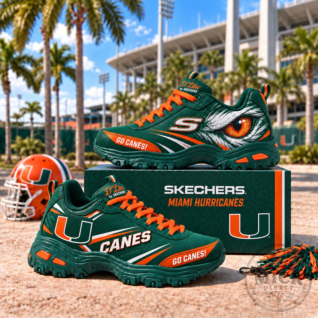 Skechers Miami Hurricanes D'Lites Go Canes Athletic Shoes