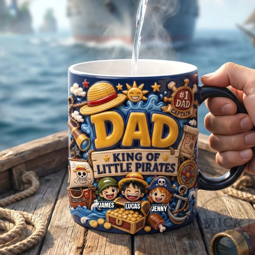 Dad King of Little Pirates Magic Mug, Personalized Father's Day Gift Mug
