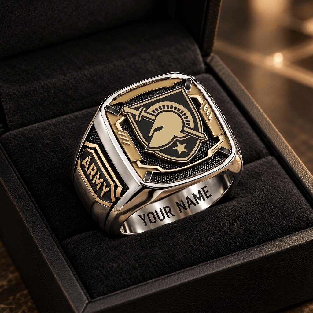 United States Army Black Knights NCAA Custom Engraved Fan Ring