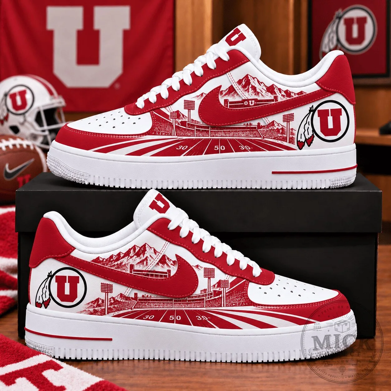 Utah Utes Football Stadium Custom Printed Team Fan Shoes