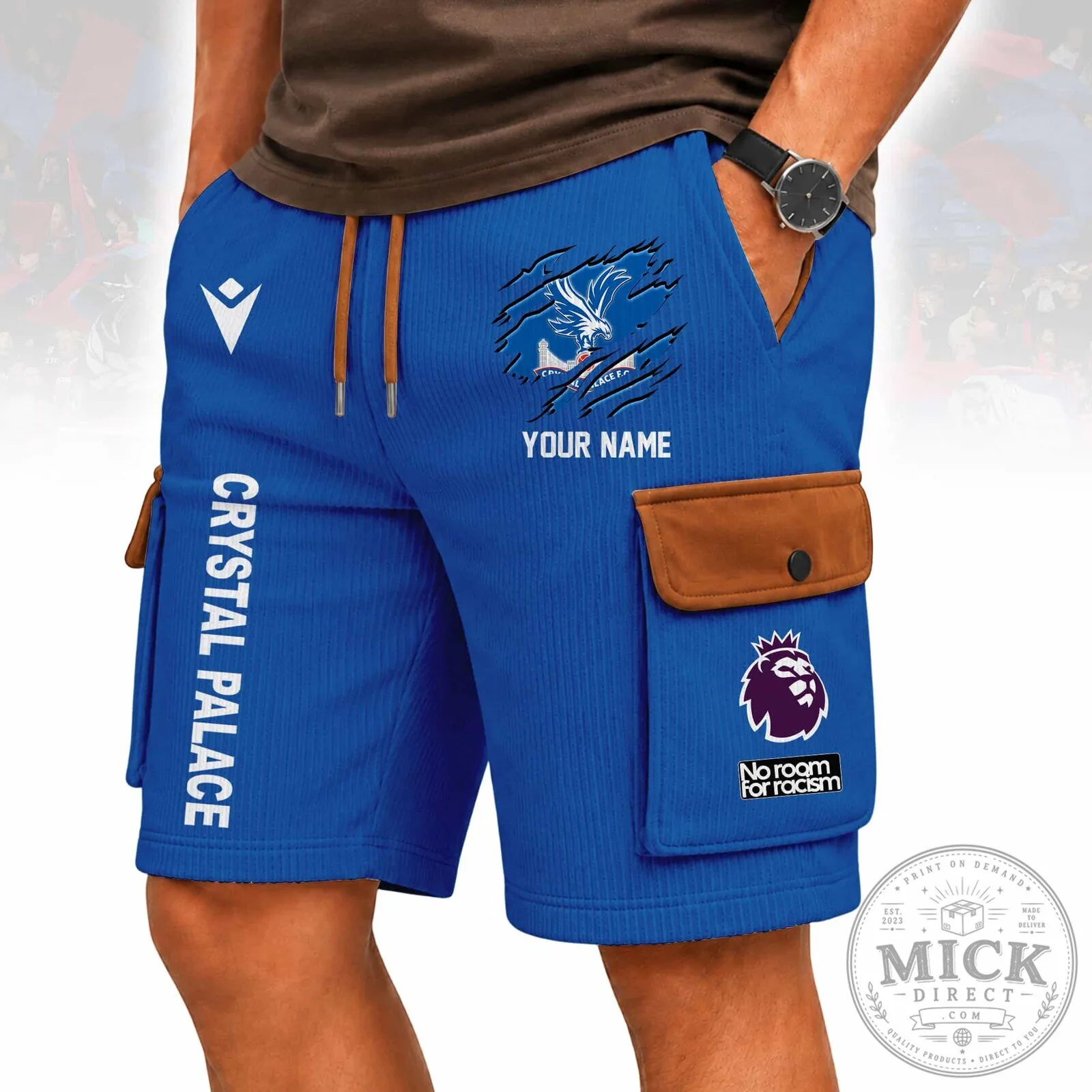 Custom Blue Cargo Shorts for Crystal Palace Football Club Fans
