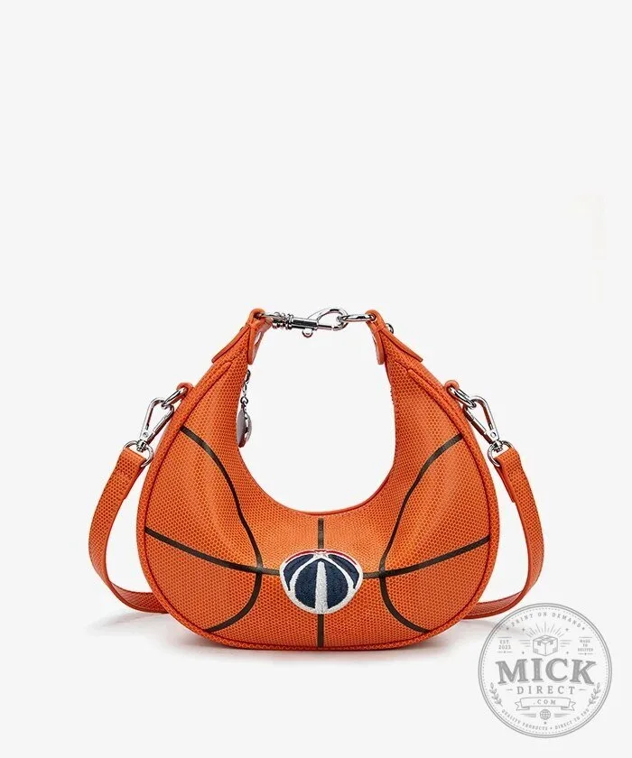 Basketball Shaped Crossbody Bag with Adjustable Strap and Zipper Closure