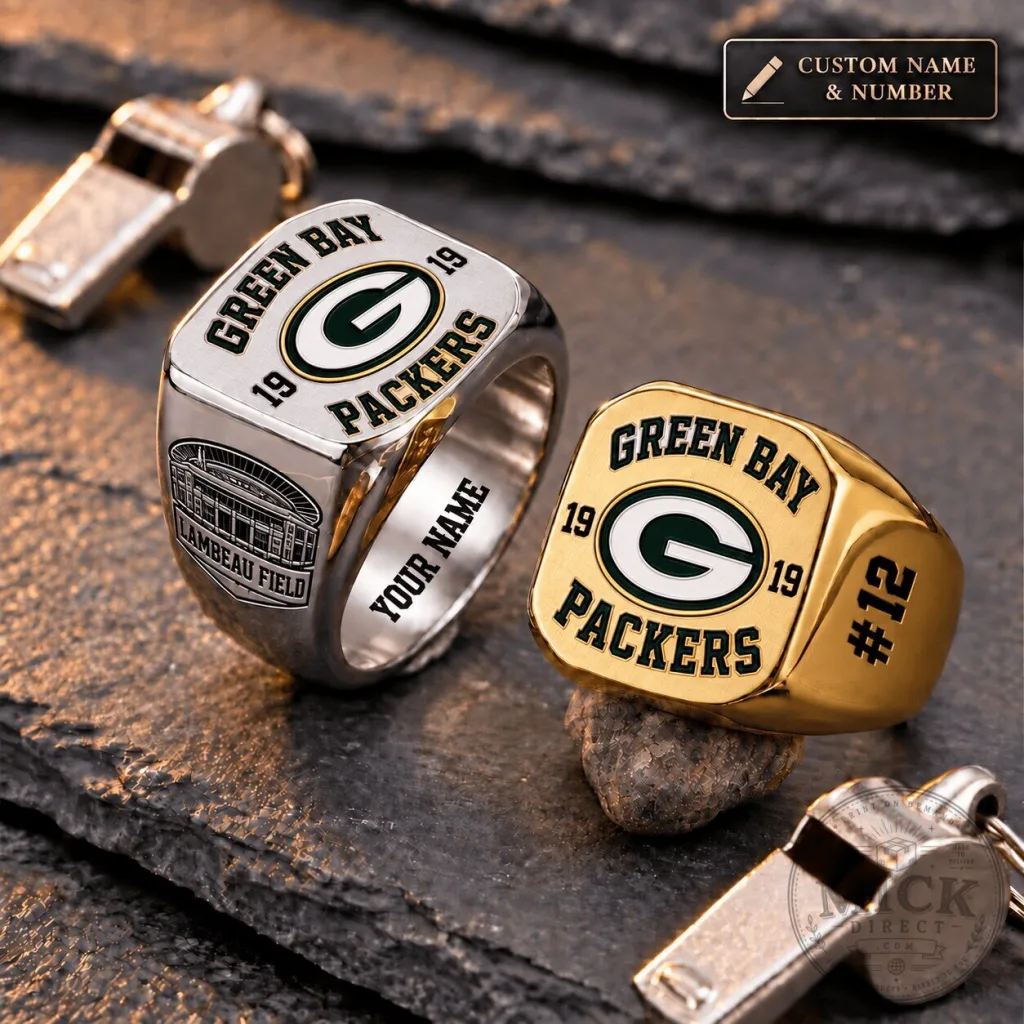 Green Bay Packers NFL Custom Name and Number Lambeau Field Football Ring Green Bay Packers NFL Custom Name and Number Lambeau Field Football Ring