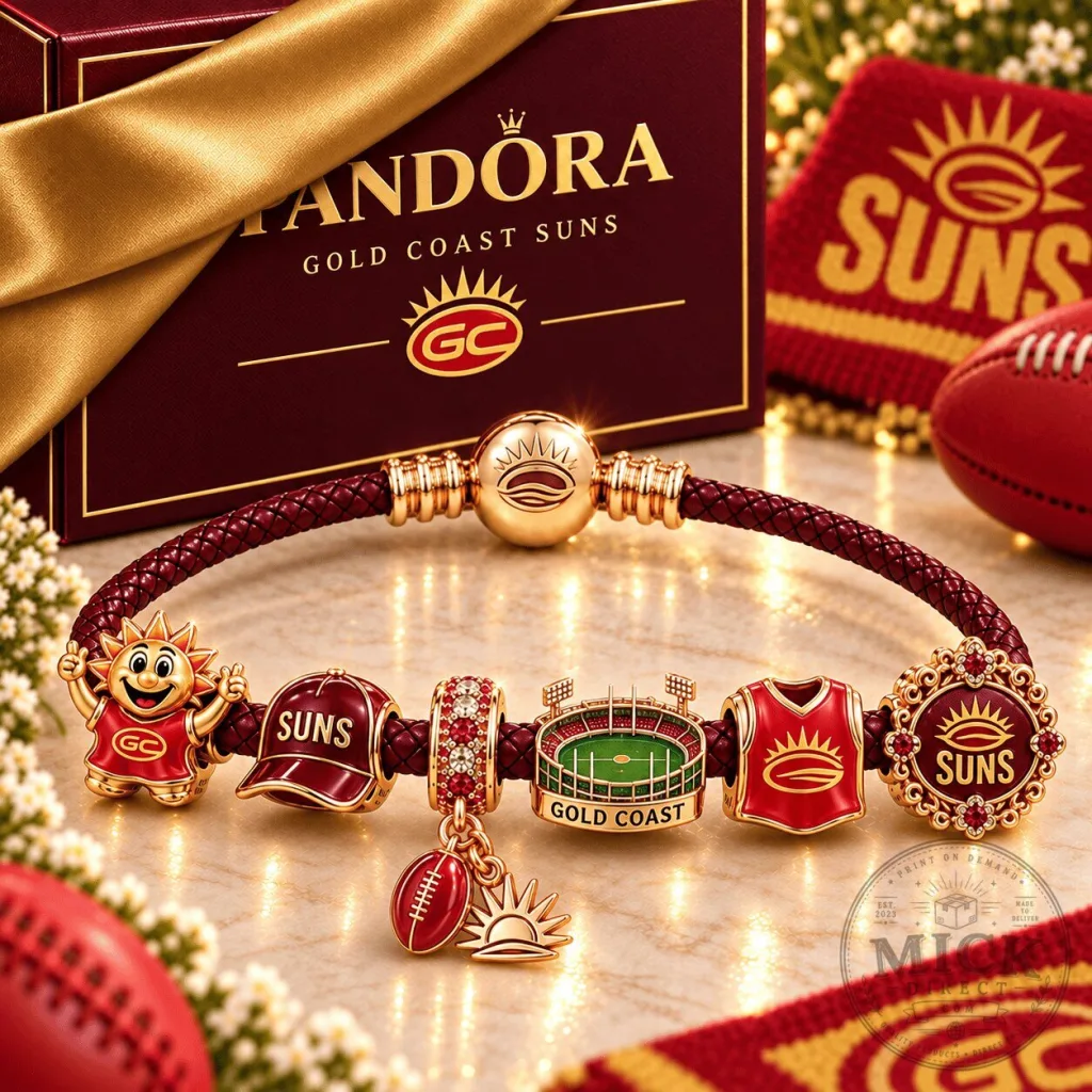 Gold Coast Suns Football Club Braided Leather Charm Bracelet Set Gold Coast Suns Football Club Braided Leather Charm Bracelet Set