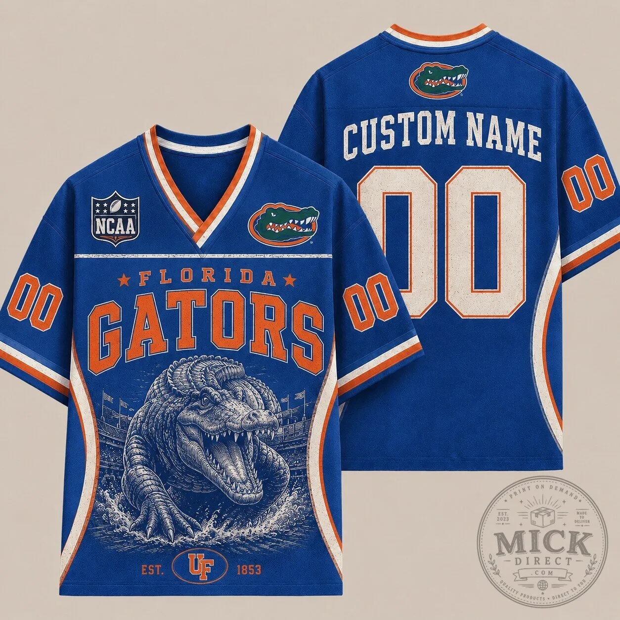 Florida Gators NCAA Football V-Neck Jersey Custom Name and Number
