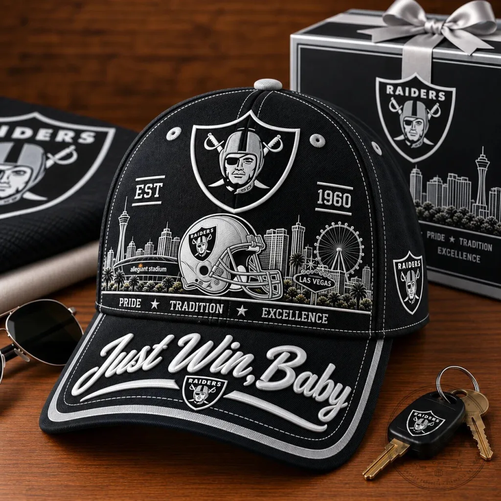 Las Vegas Raiders Just Win Baby Slogan Football Team Baseball Cap Hat Las Vegas Raiders Just Win Baby Slogan Football Team Baseball Cap Hat