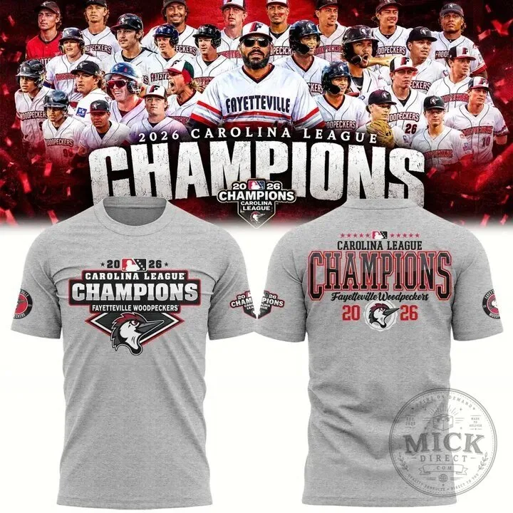 Fayetteville Woodpeckers 2026 Carolina League Champions Baseball T-Shirt