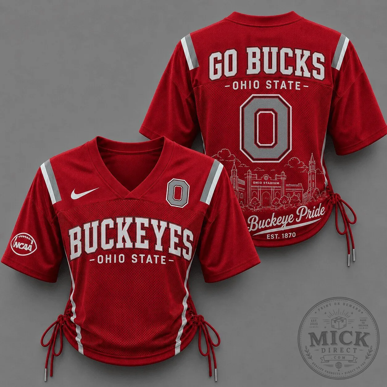 Ohio State Buckeyes Women's Football Jersey with Lace-Up Sides 1 Ohio State Buckeyes Women's Football Jersey with Lace-Up Sides