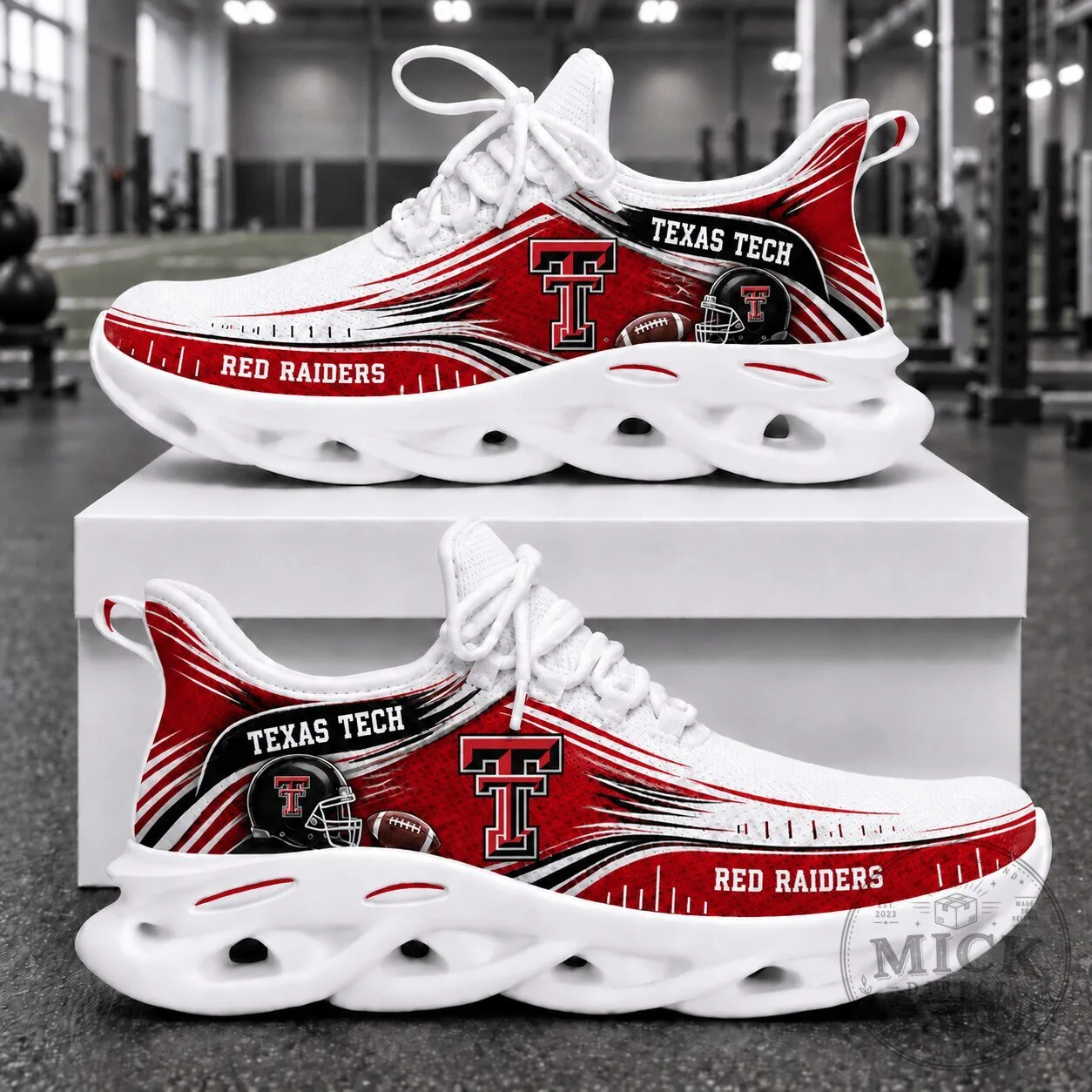 Texas Tech Red Raiders Football Team Logo White Athletic Shoes