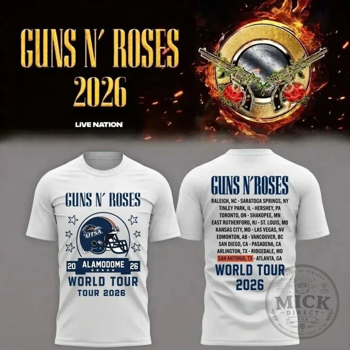 San Antonio Alamodome Concert T-Shirt for Guns N' Roses 2026 World Tour 4 San Antonio Alamodome Concert T-Shirt for Guns N' Roses 2026 World Tour