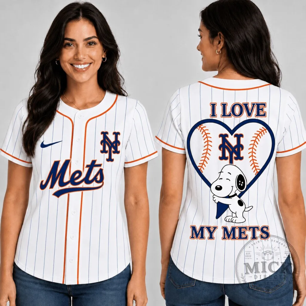 New York Mets Baseball Snoopy I Love My Mets Women's Baseball Jersey 11 New York Mets Baseball Snoopy I Love My Mets Women's Baseball Jersey