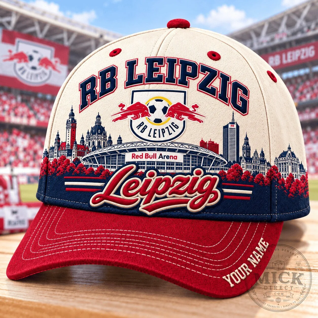 RB Leipzig Football Club Red Bull Arena Skyline Custom Name Baseball Cap Hat