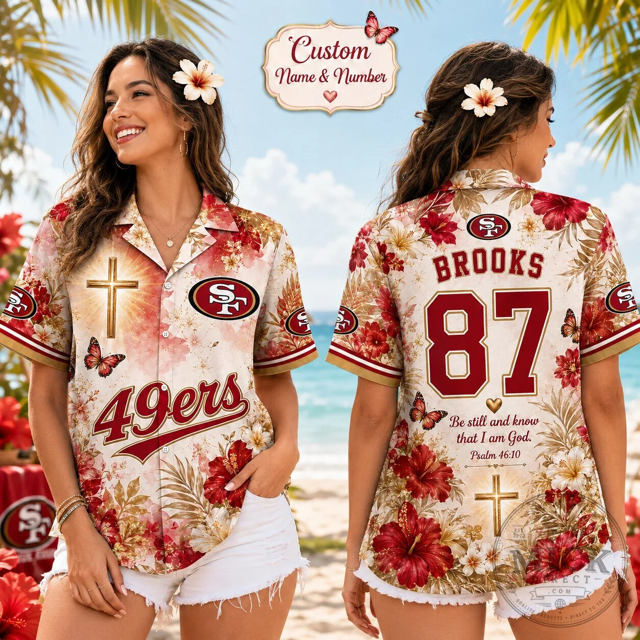 San Francisco Football 49ers Personalized Hawaiian Shirt for Women