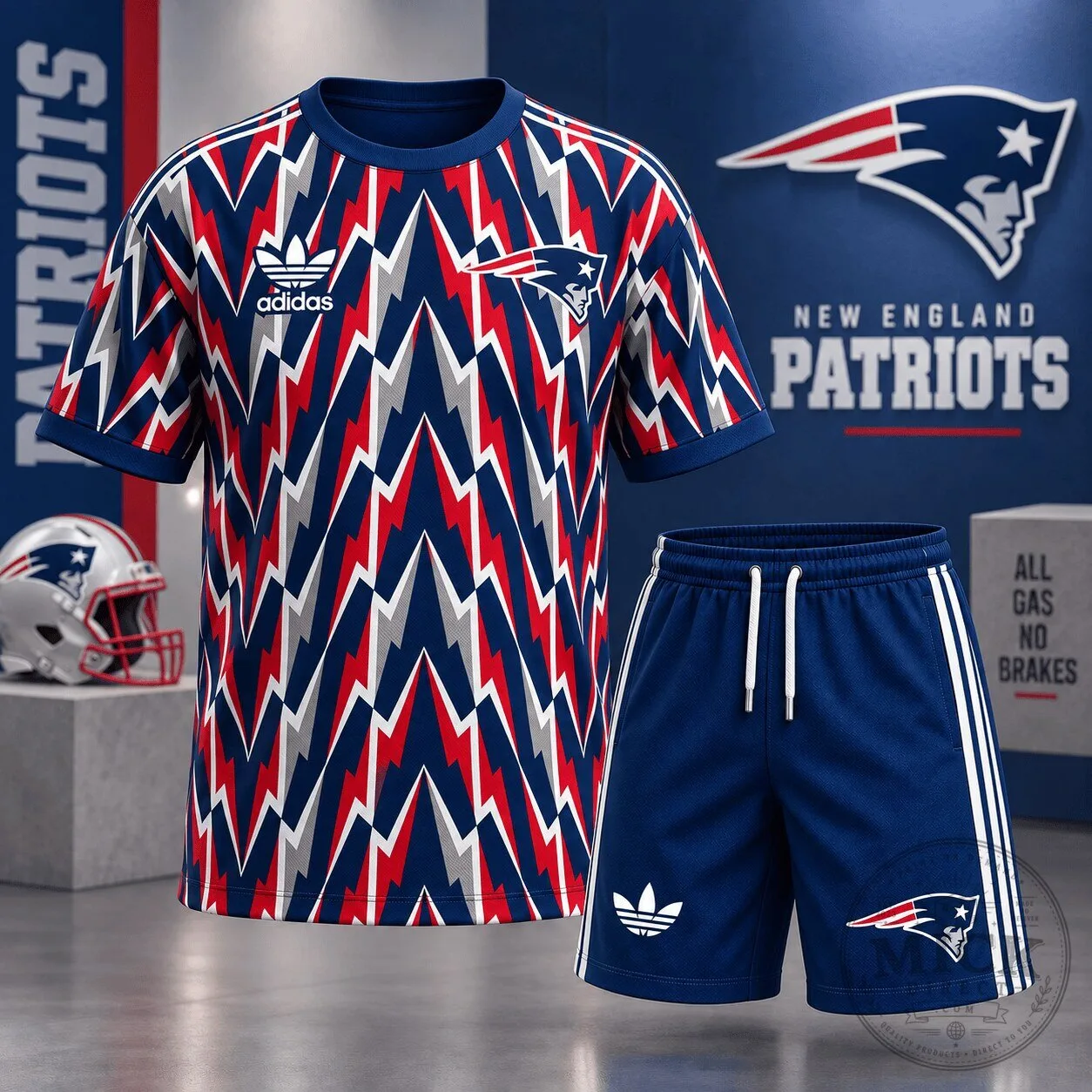 New England Patriots NFL Game Day All Over Print T-Shirt and Shorts Set