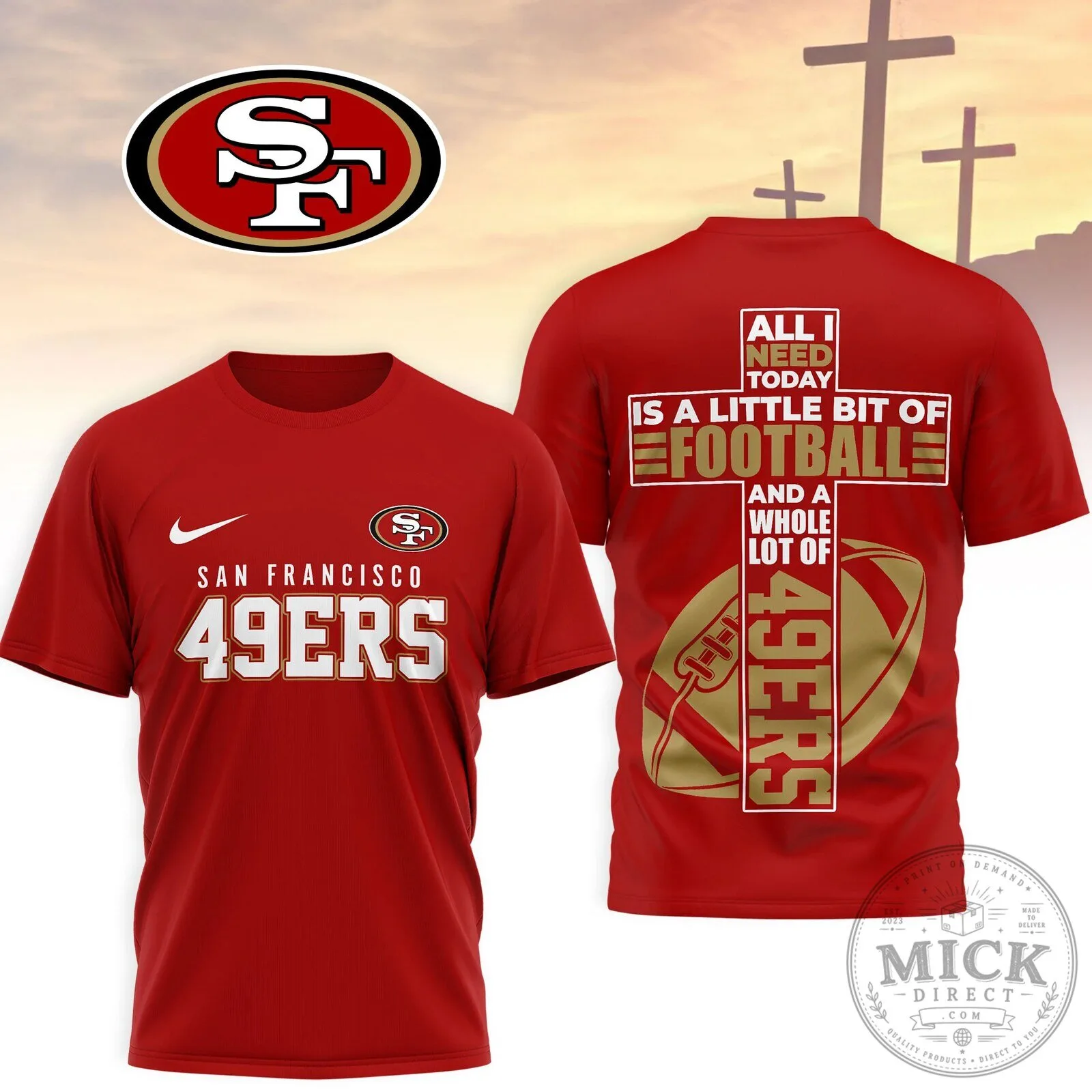 San Francisco Football 49ers Christian Cross Faith T-Shirt
