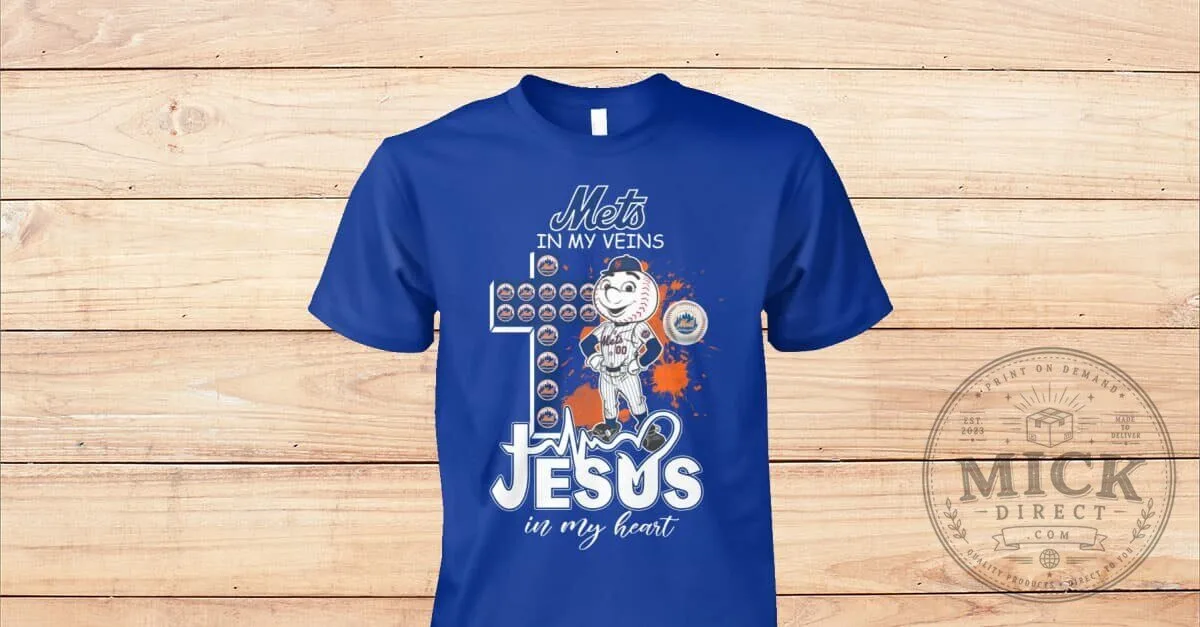 New York Mets Shirt Jesus In My Heart Baseball Mascot T-Shirt