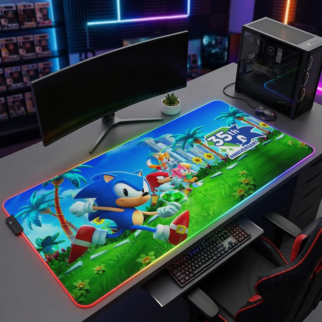 35th Anniversary Gaming Desk Mat with LED Lights Featuring Sonic The Hedgehog 12 35th Anniversary Gaming Desk Mat with LED Lights Featuring Sonic The Hedgehog