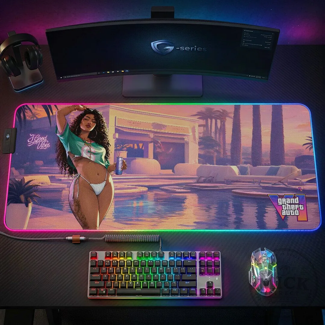 Grand Theft Auto VI Gaming Desk Mat, Custom RGB LED Mouse Pad for Gamers
