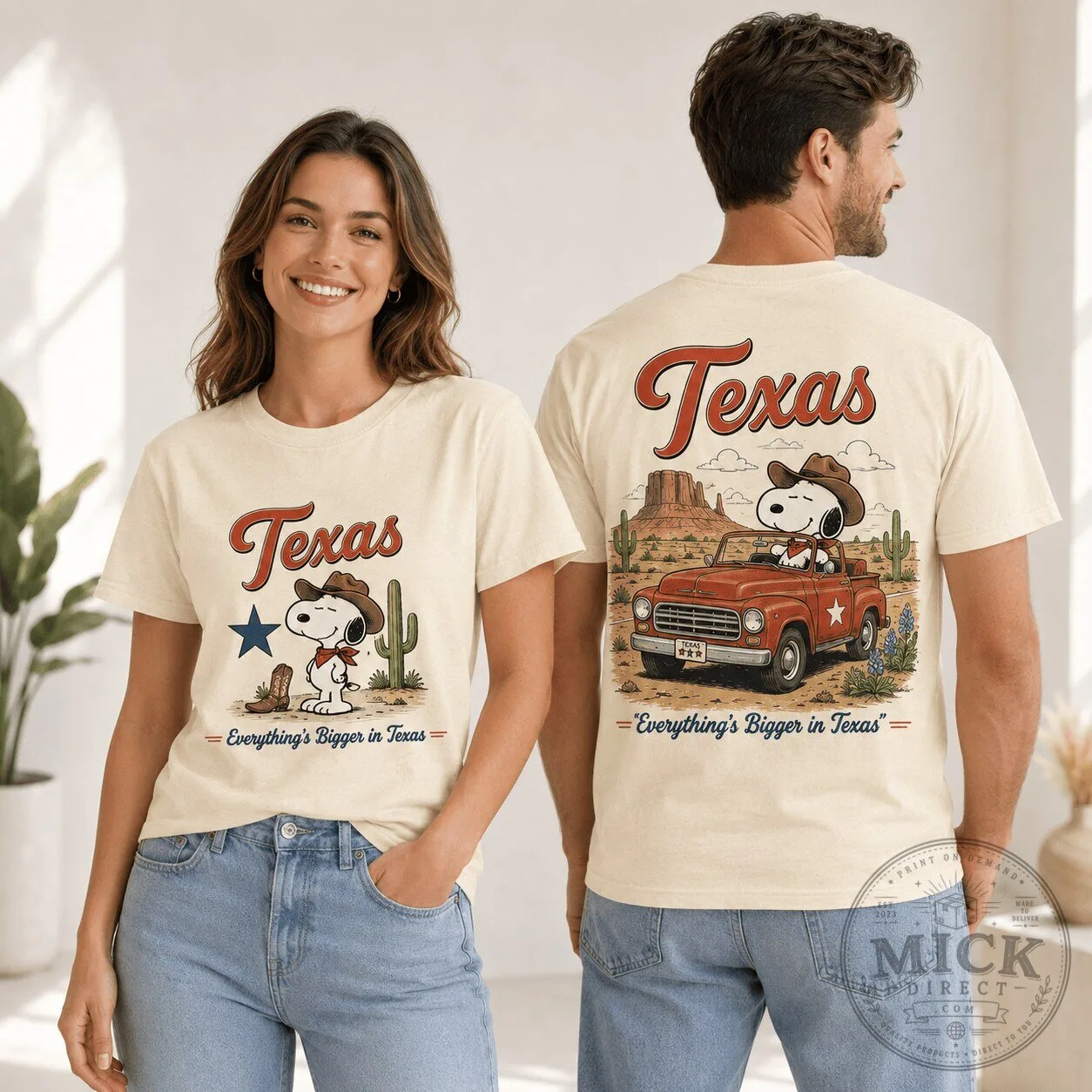 Snoopy Texas State Everything's Bigger in Texas Western T-Shirt