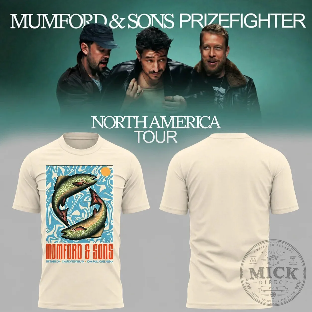 Mumford & Sons Prizefighter North America Tour Concert T-Shirt