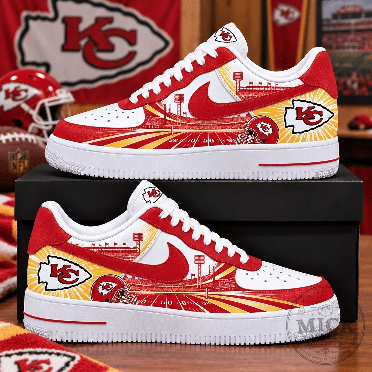 Kansas City Chiefs Football Team Stadium Custom Printed White Sneakers 1 Kansas City Chiefs Football Team Stadium Custom Printed White Sneakers