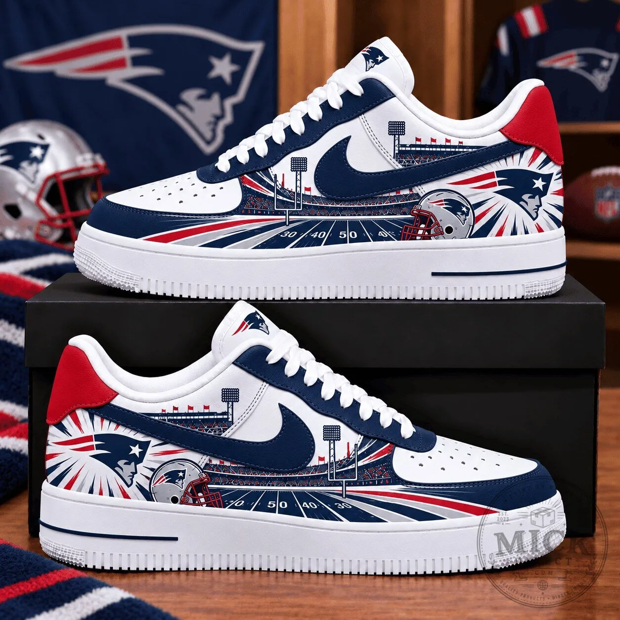 New England Patriots American Football Team Stadium Design Sneakers