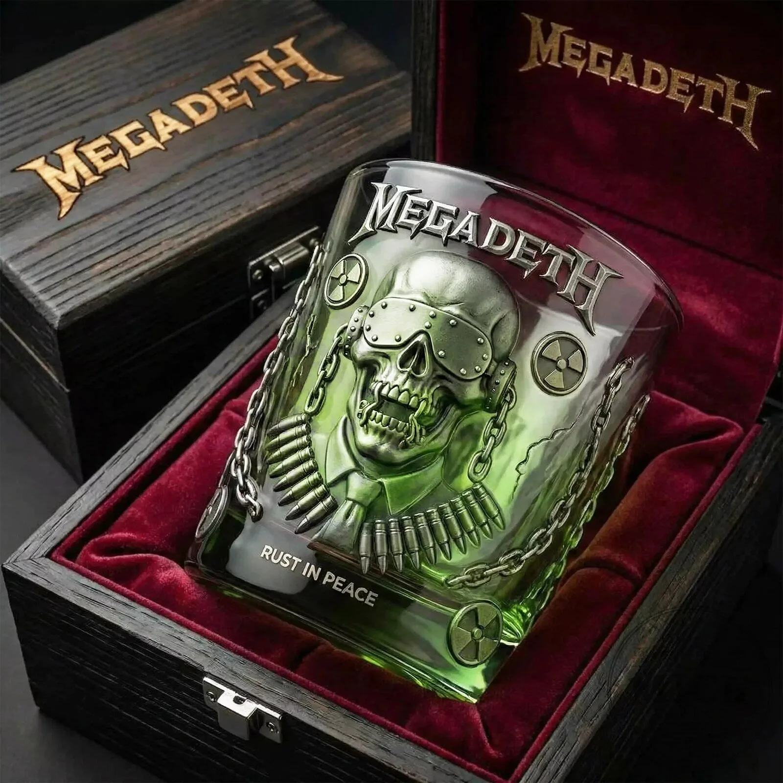 Megadeth Rust in Peace Skull Design Heavy Metal Band Drinking Glass