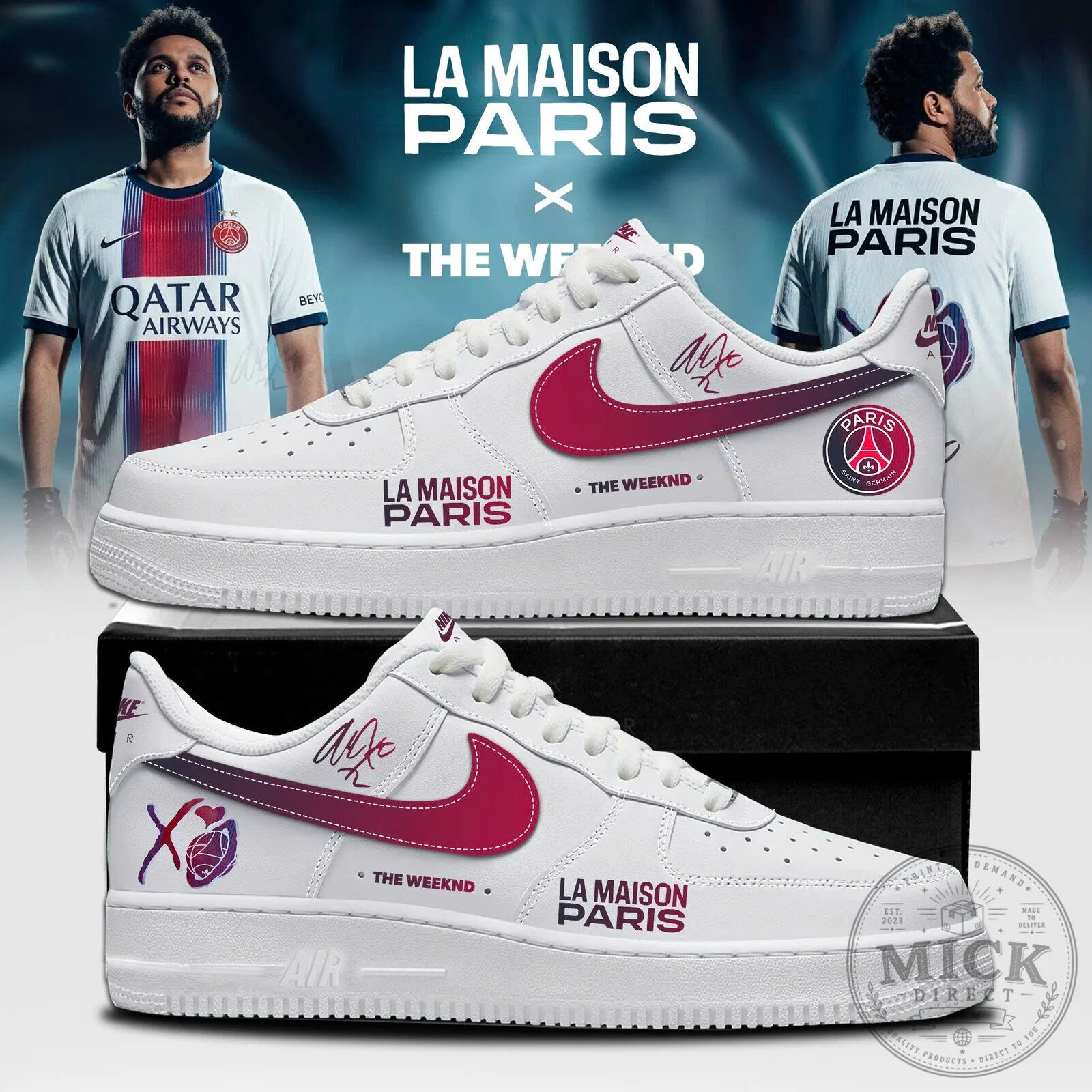 The Weeknd x Paris Saint-Germain La Maison Paris Signature Air Force 1 Shoes 2 The Weeknd x Paris Saint-Germain La Maison Paris Signature Air Force 1 Shoes