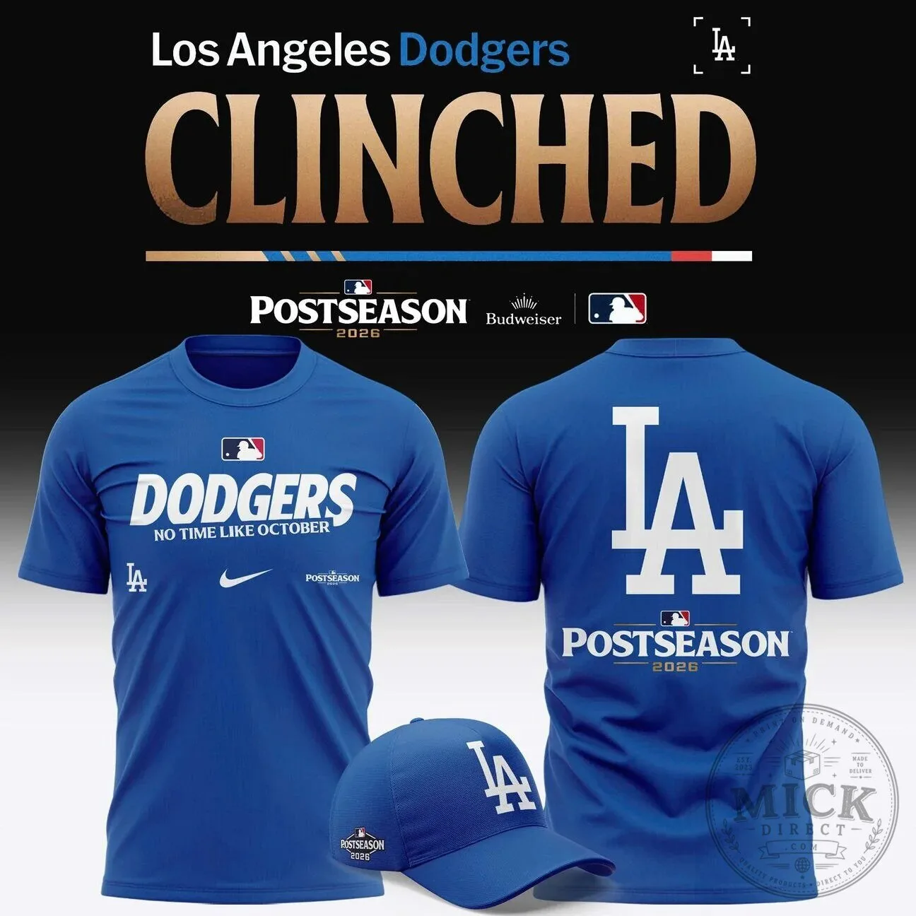 Los Angeles Dodgers 2026 Postseason Clinched Locker Room T-Shirt