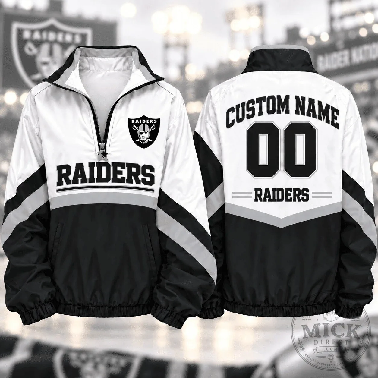 Las Vegas Raiders National Football League Custom Quarter Zip Windbreaker Jacket