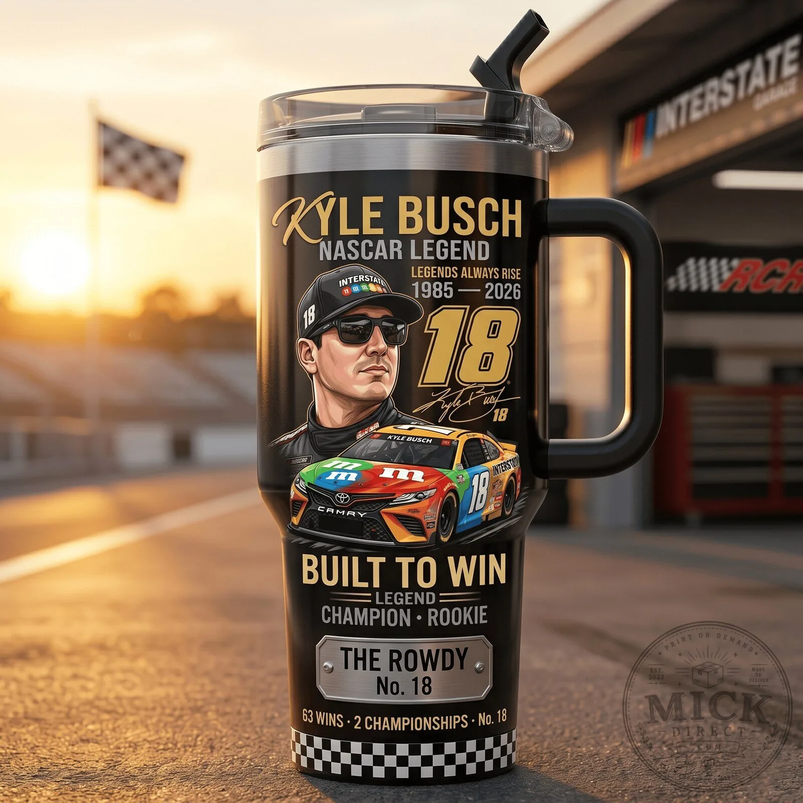 Kyle Busch NASCAR Legend Built To Win Stainless Steel Insulated Tumbler