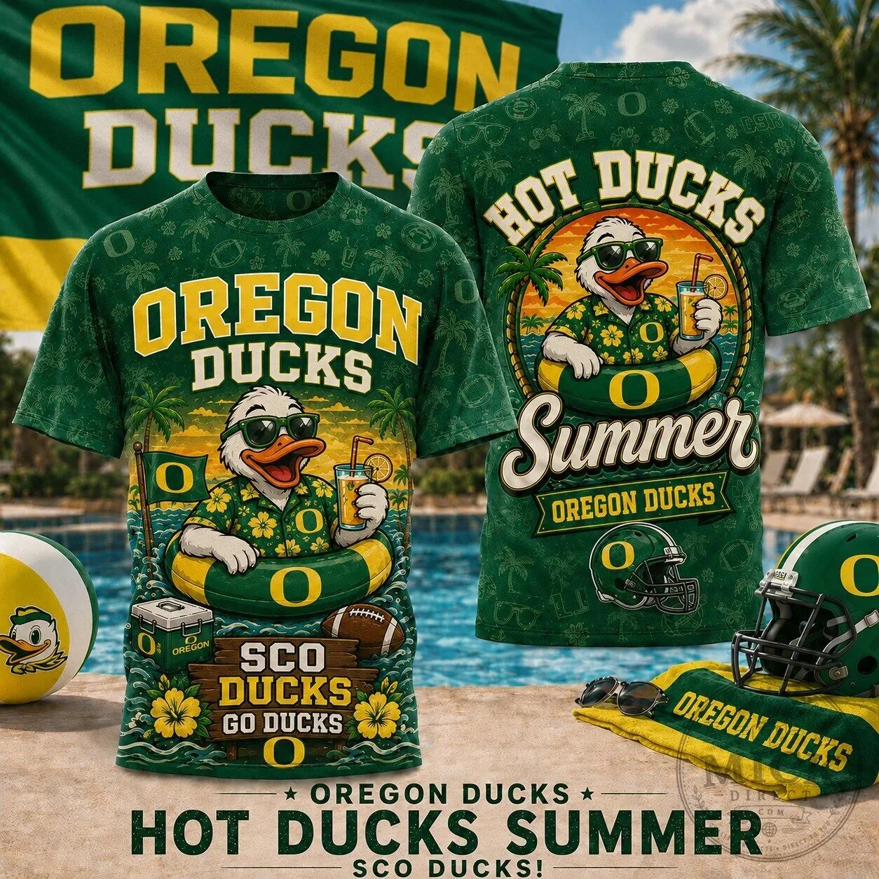 Oregon Ducks Summer Hot Ducks Hawaiian Shirt