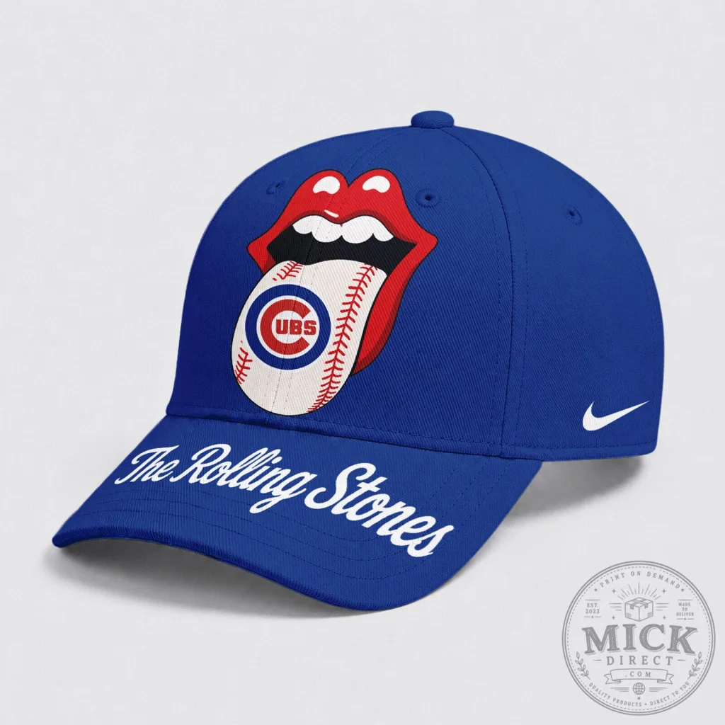 Chicago Cubs Baseball The Rolling Stones Tongue Logo Cap Hat Chicago Cubs Baseball The Rolling Stones Tongue Logo Cap Hat
