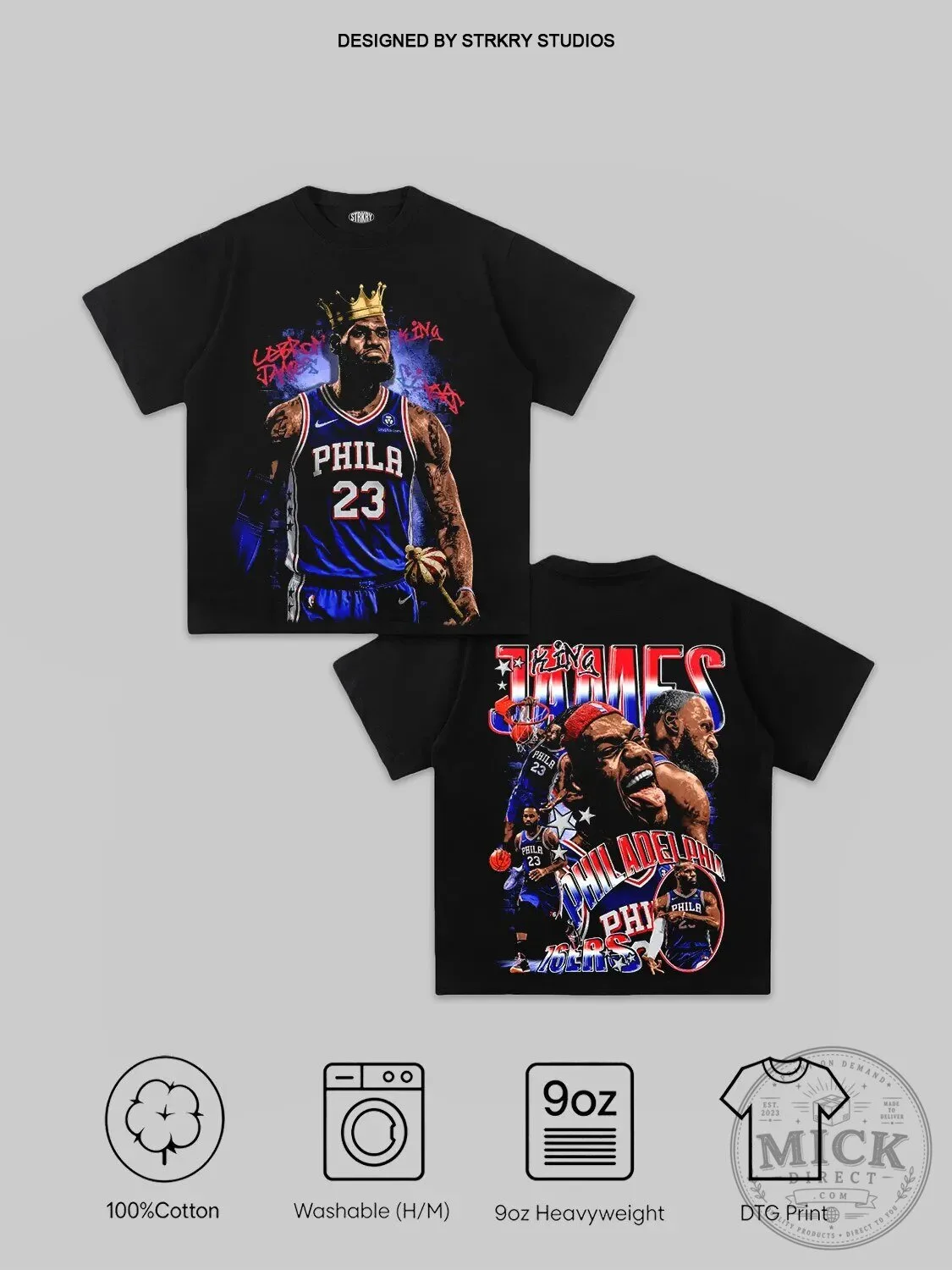 Graphic T-Shirt featuring LeBron James for Philadelphia 76ers Basketball Fans