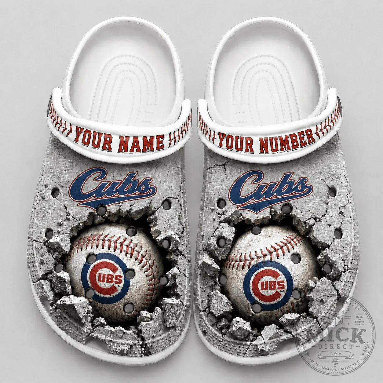 Chicago Cubs Baseball Cracked Concrete Custom Name And Number Shoes