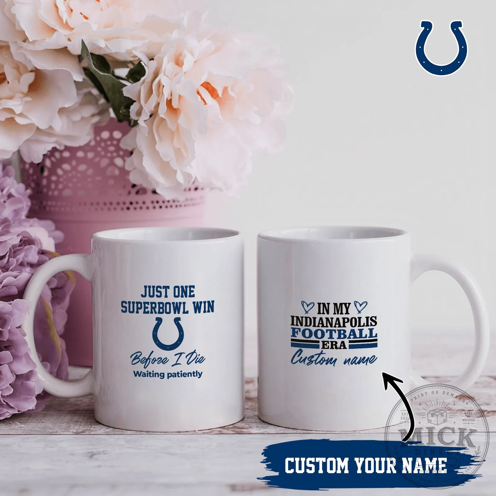 Indianapolis Colts Football Era Custom Name Super Bowl Fan Mug
