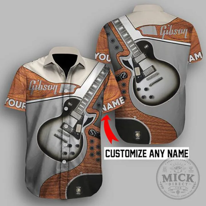 Gibson Guitar Musical Instrument Short Sleeve Hawaiian Shirt