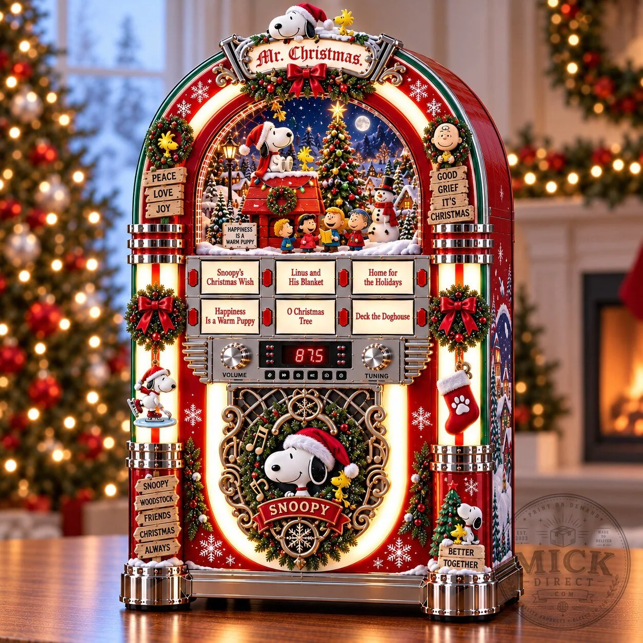 Snoopy Peanuts Christmas Jukebox Musical Holiday Decoration with Lights
