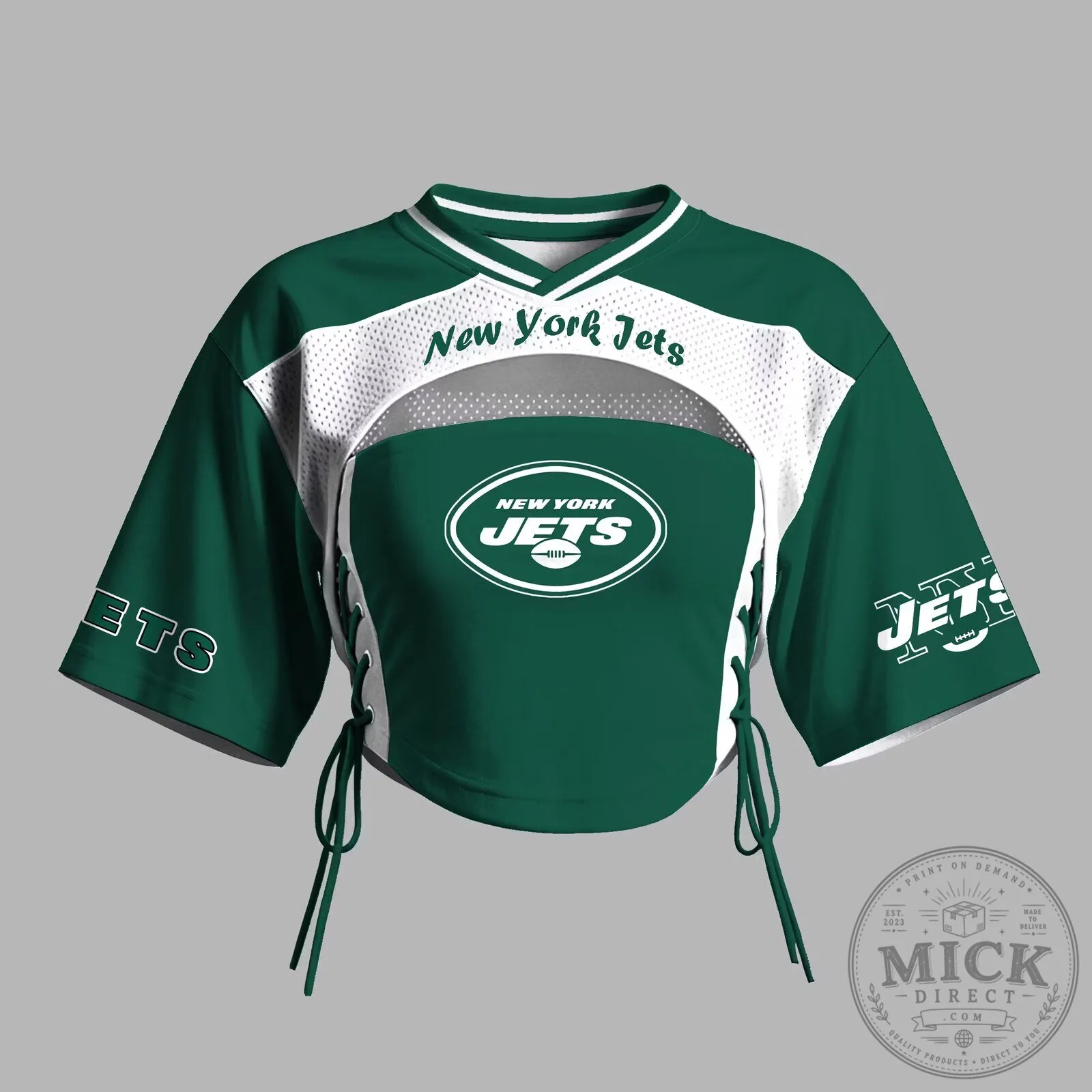 New York Jets American Football Team Green Cropped Jersey Top for Women