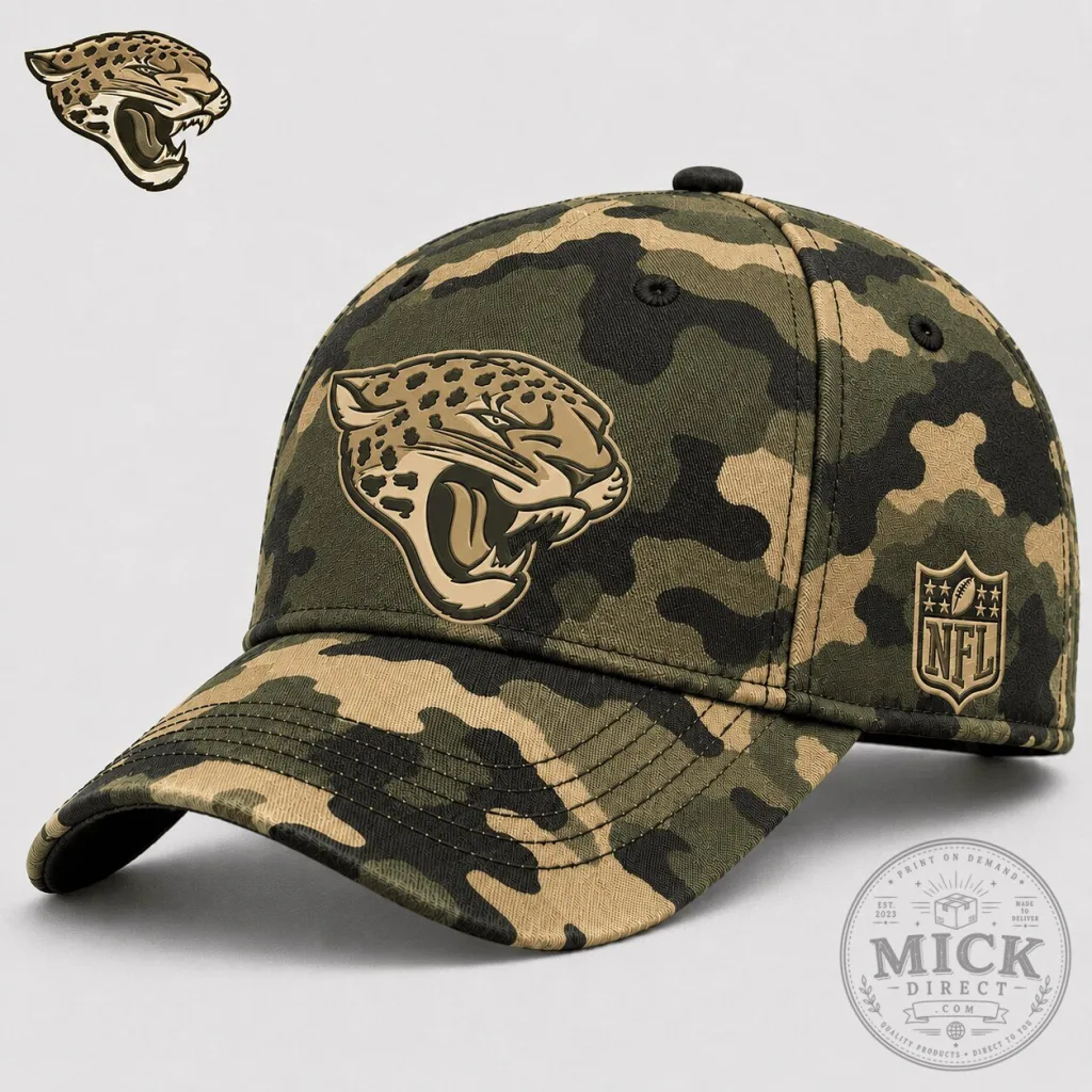 Jacksonville Jaguars NFL Camouflage Military Green Adjustable Baseball Cap Hat Jacksonville Jaguars NFL Camouflage Military Green Adjustable Baseball Cap Hat