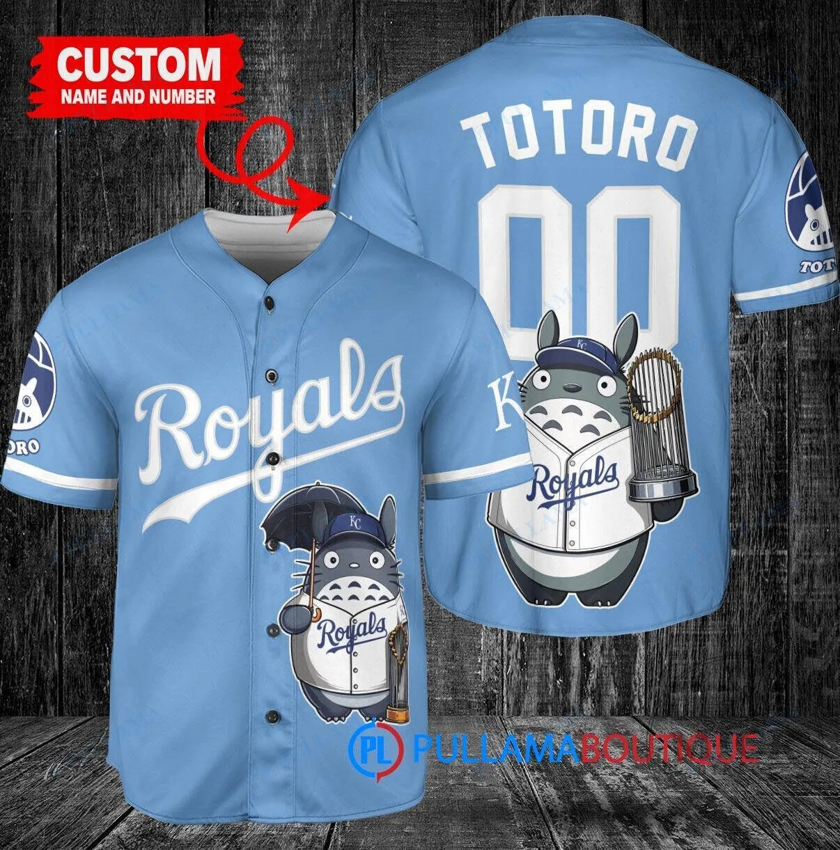 Kansas City Royals Baseball Totoro Studio Ghibli World Series Trophy Baseball Jersey
