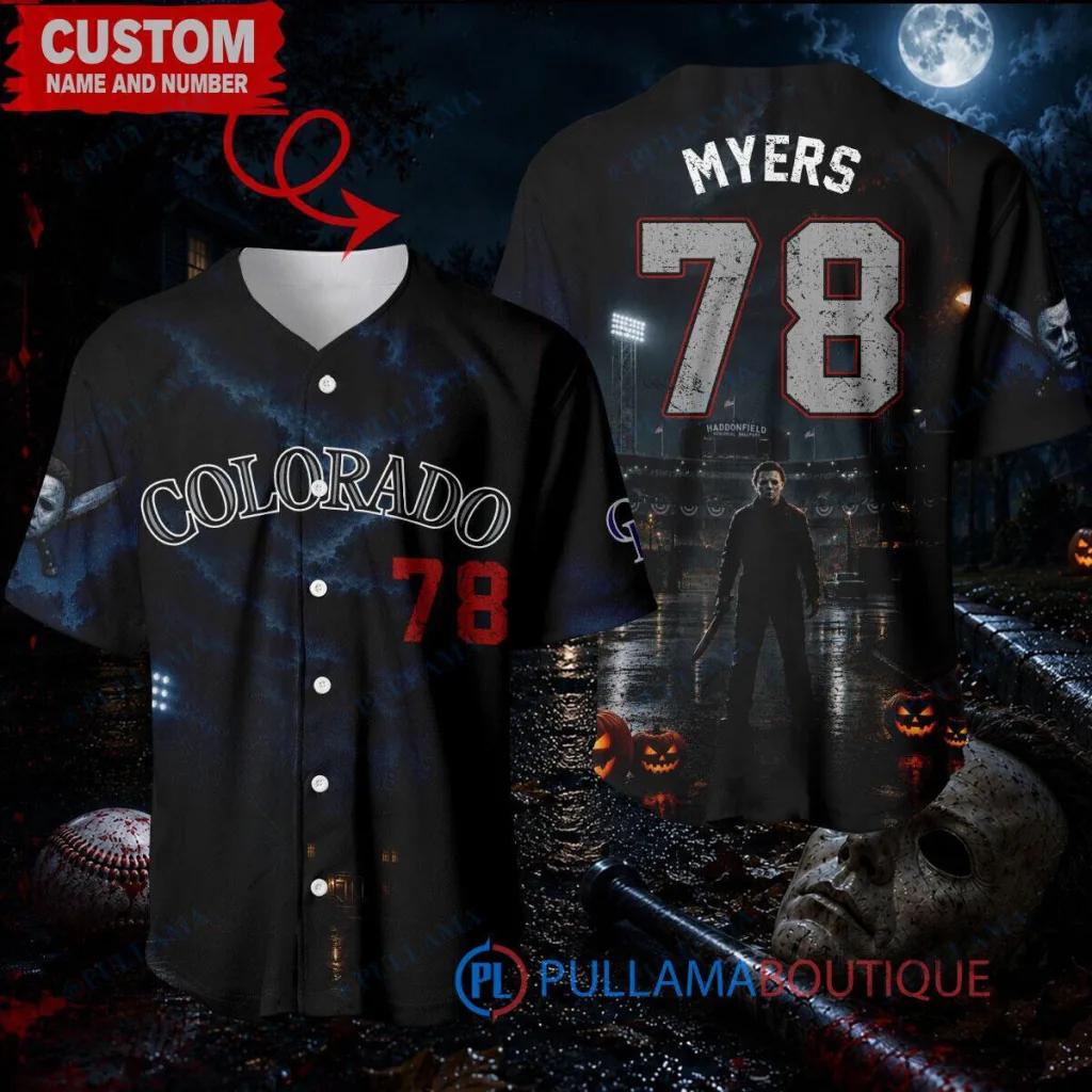 Colorado Rockies Baseball Michael Myers Halloween Night Game Custom Baseball Jersey Colorado Rockies Baseball Michael Myers Halloween Night Game Custom Baseball Jersey