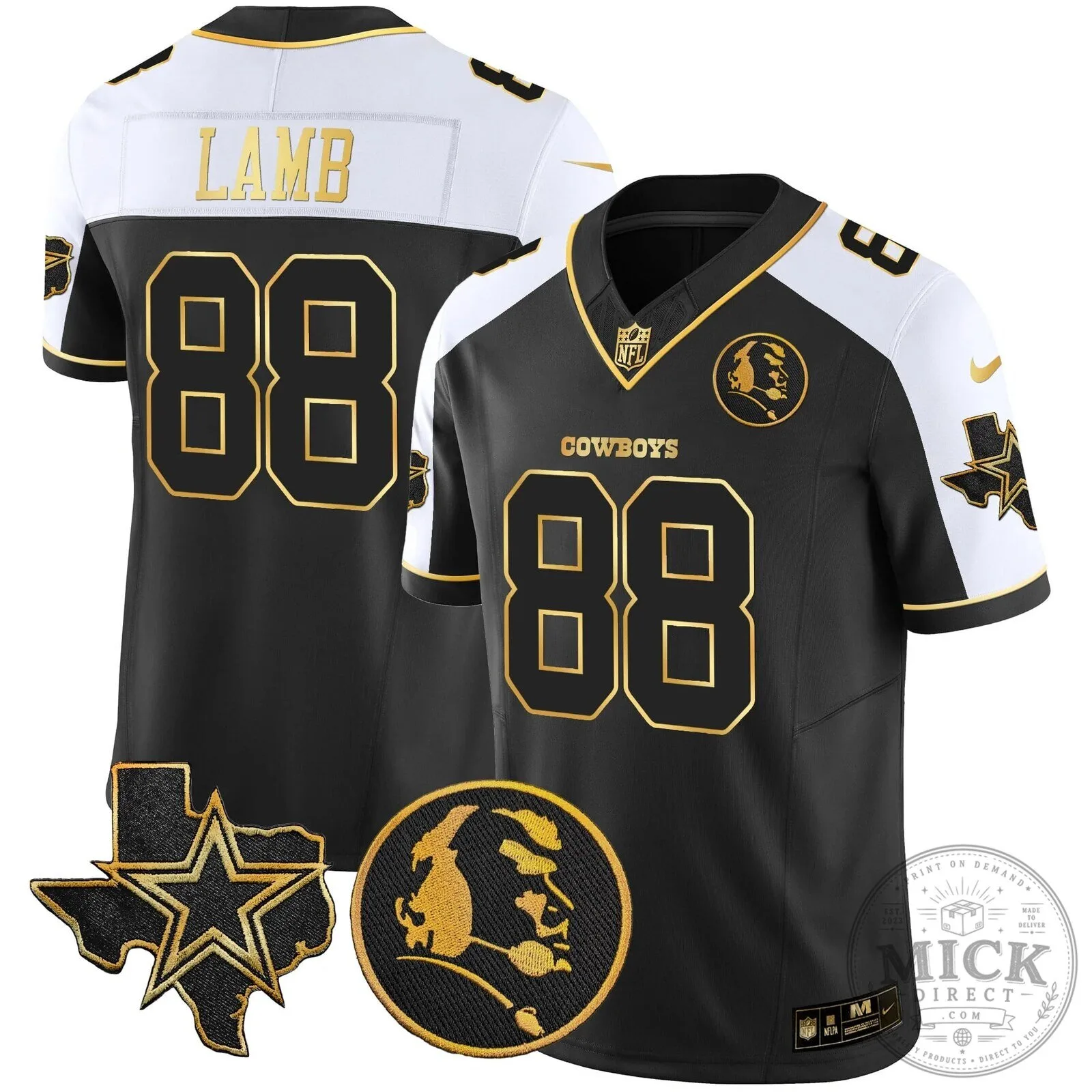 Dallas Cowboys John Madden Black and Gold Football Jersey 38 Dallas Cowboys John Madden Black and Gold Football Jersey
