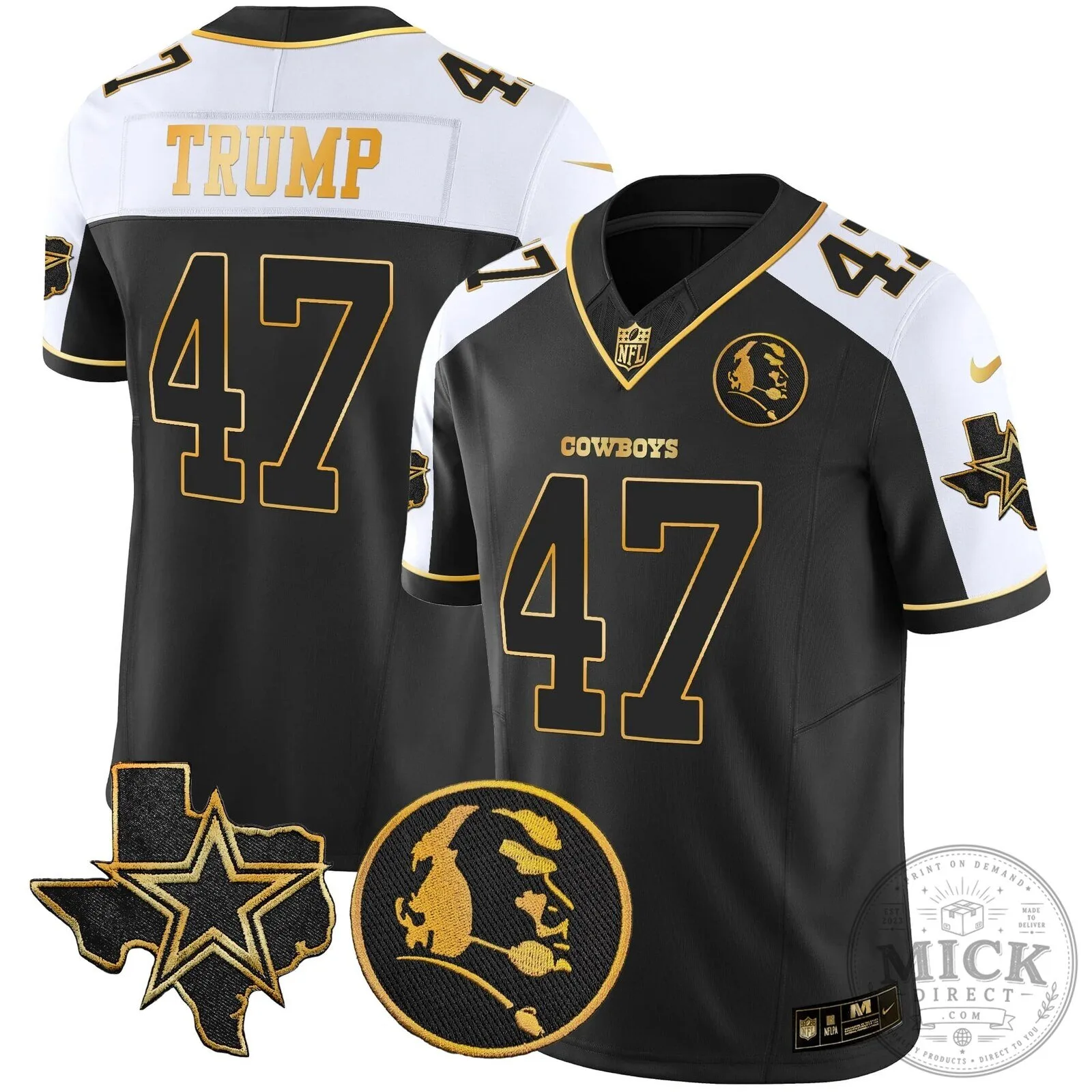 Dallas Cowboys John Madden Black and Gold Football Jersey 43 Dallas Cowboys John Madden Black and Gold Football Jersey