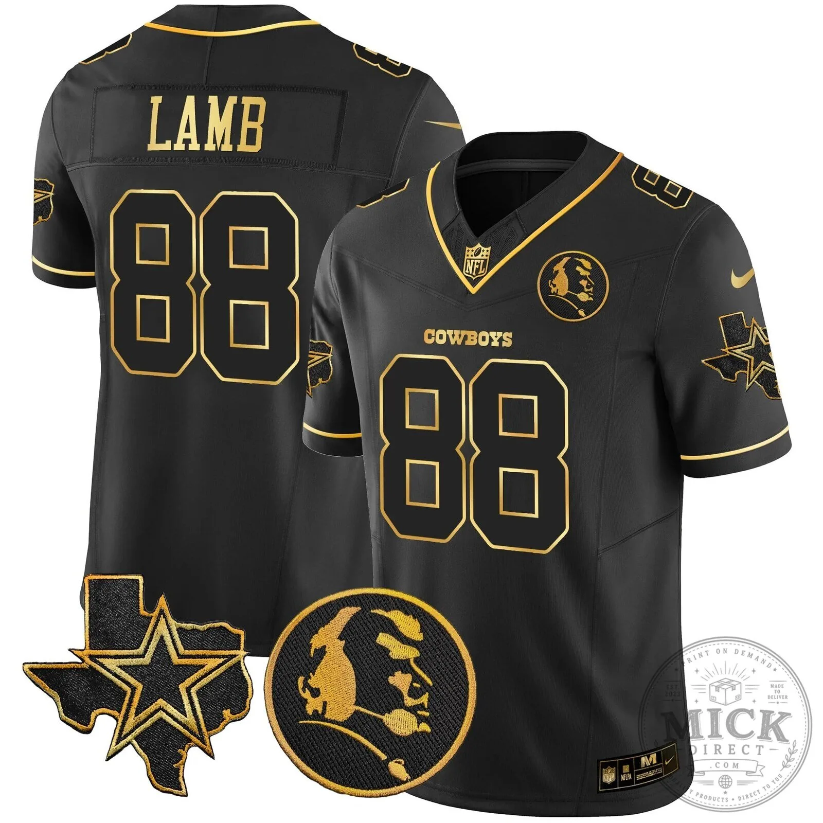Dallas Cowboys John Madden Black and Gold Football Jersey 54 Dallas Cowboys John Madden Black and Gold Football Jersey
