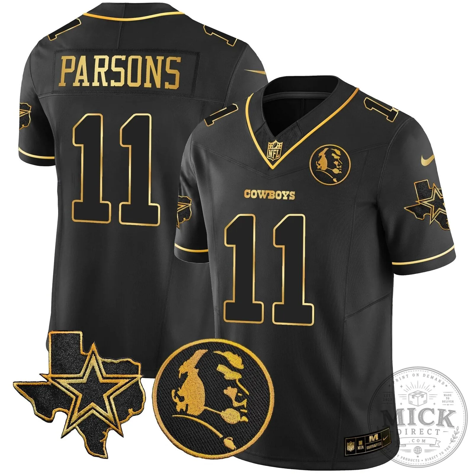 Dallas Cowboys John Madden Black and Gold Football Jersey 56 Dallas Cowboys John Madden Black and Gold Football Jersey
