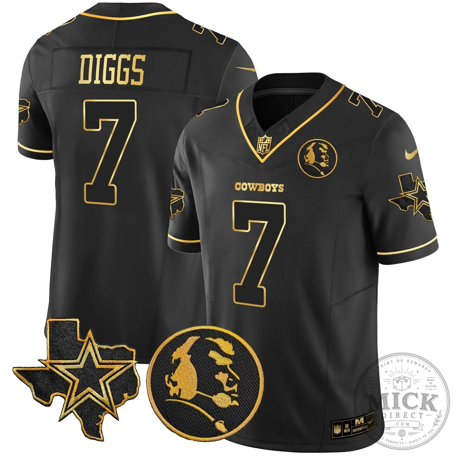 Dallas Cowboys John Madden Black and Gold Football Jersey 58 Dallas Cowboys John Madden Black and Gold Football Jersey