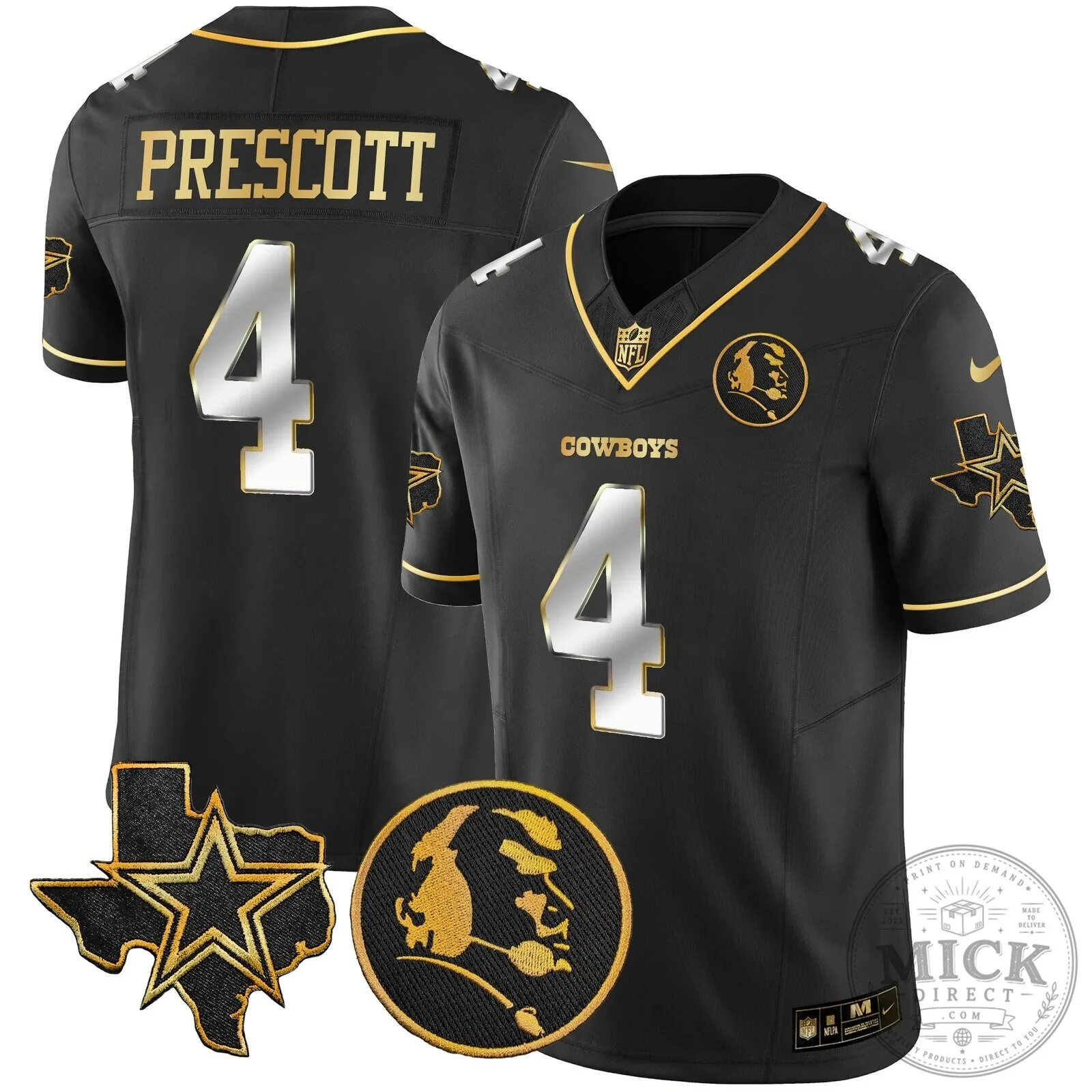 Dallas Cowboys John Madden Black and Gold Football Jersey 60 Dallas Cowboys John Madden Black and Gold Football Jersey