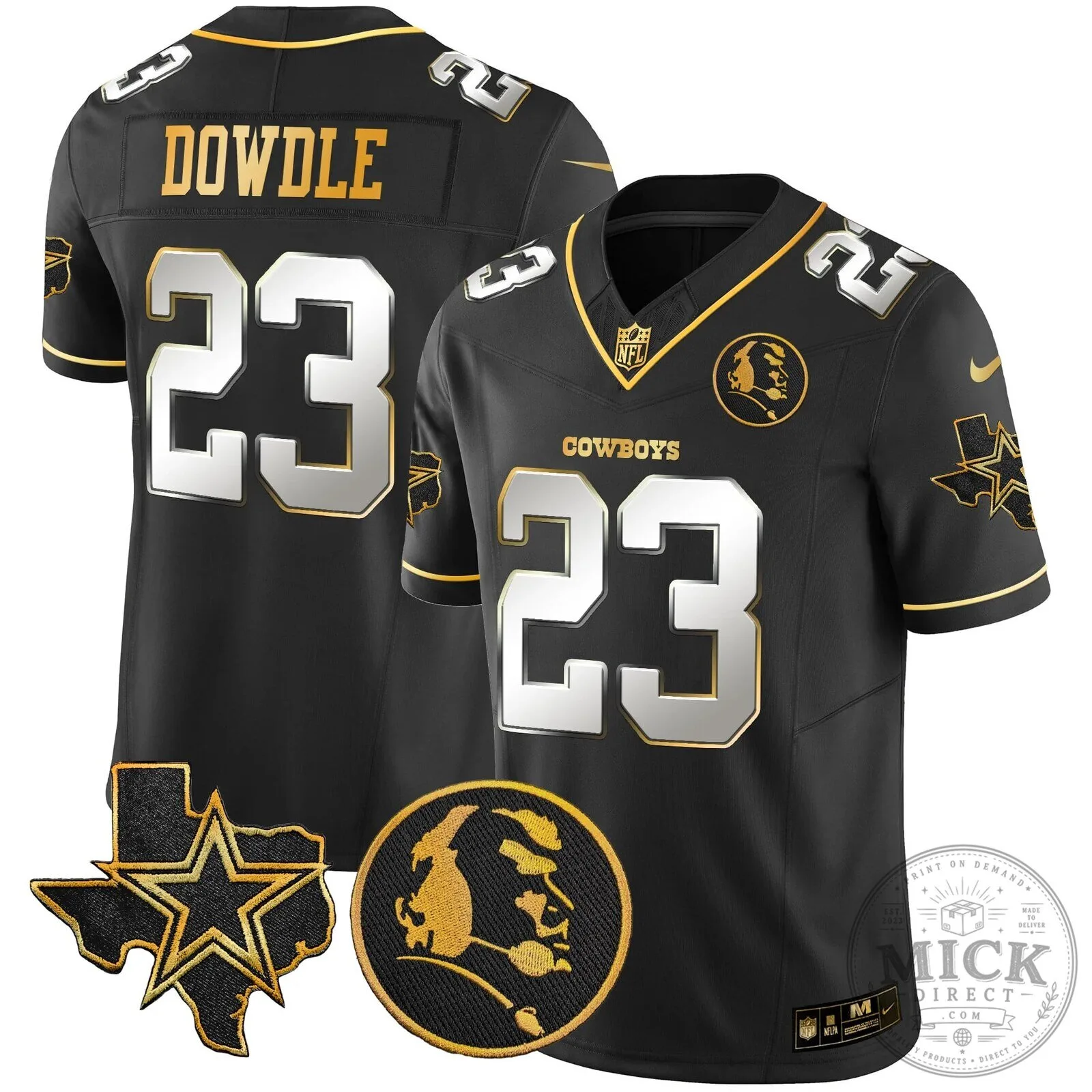 Dallas Cowboys John Madden Black and Gold Football Jersey 61 Dallas Cowboys John Madden Black and Gold Football Jersey